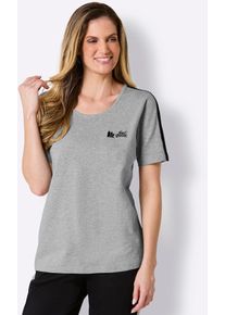 Kurzarmshirt feel good "Shirt", Damen, Gr. 52/54, grau, meliert, schwarz, 84% Baumwolle, 11% Polyester, 5% Elasthan, unifarben, Shirts Kurzarmshirt