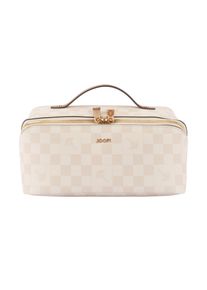 JOOP! Kulturbeutel JOOP "cortina piazza zea washbag shz", Damen, Gr. B/H/T: 27cm x 12,5cm x 12,5cm, birch, Lederimitat, Taschen Kulturbeutel, Unisex Kosmetiktasche, Reisebeutel mit Schachbrettmuster