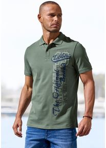 Poloshirt John Devin, Herren, Gr. 3XL (64/66), salbei, Piqu&eacute;, Obermaterial: 100% Baumwolle, regular fit normal, Rundhals, Rippb&uuml;ndchen, Shirts Poloshirt, mit gro&szlig;em Druck vorn aus Baumwoll-Piqu&eacute;