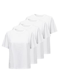 T-Shirt Only "T-Shirt ONLOnly TEE 4P 4er Pack", Damen, Gr. S, wei&szlig;, Obermaterial: 100% Baumwolle CO., Shirts T-Shirt