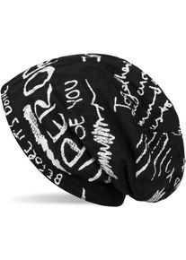 Beanie styleBREAKER "Beanie mit Schrift im Destroyed Vintage Design", Damen, schwarz, Obermaterial: 50% Viskose CV. 50% Polyester PES., Modisch, M&uuml;tzen Beanie