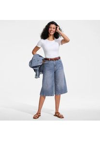 LANDS' END Soft Comfort Jeans-Culotte im Leinenmix, Damen,  Blau, Baumwolle/Leinen/Lyocell (Viskose), by Lands' End