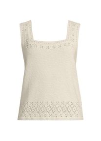 LANDS' END Feinstrick-Top mit Ajourdetails, Damen,  Wei&szlig;, Baumwoll-Mischung/Polyester-Mischung, by Lands' End