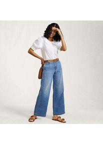 LANDS' END Kn&ouml;chellange Mid Waist Jeans mit weitem Bein, Damen,  Blau, Baumwolle/Elasthan/Polyester, by Lands' End