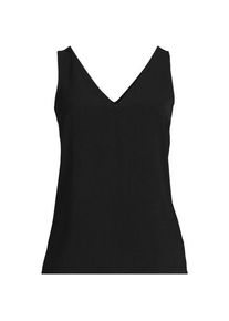 LANDS' END Creaseless Top mit V-Ausschnitt, Damen,  Schwarz, Polyester, by Lands' End