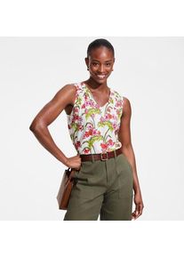 LANDS' END &Auml;rmelloses Soft Ease Top aus Leinenmix, Damen,  Gr&uuml;n, Leinen/Baumwolle Modal, by Lands' End