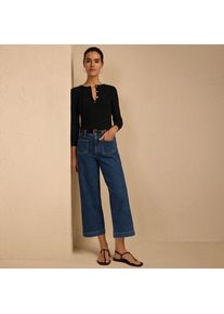 LANDS' END Soft Denim 7/8-Hose mit weitem Bein, Damen,  Blau, Baumwolle/Elasthan, by Lands' End