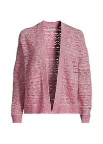 LANDS' END Ajour-Cardigan aus Leinenmix, Damen,  Pink, by Lands' End