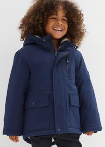 bonprix Winterparka mit Teddyfutter wasserabweisend, blau, Gr.116/122, wasserabweisender Jungen Winterparka mit modischem Details