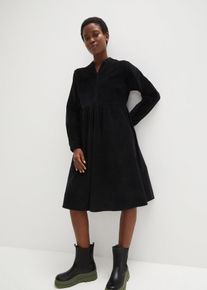 bonprix Kleid aus Baumwollcord, schwarz, Gr.42, L&auml;ssiges Baumwoll-Cord-Kleid mit V-Ausschnitt, aus Cord