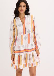 bonprix Tunika-Kleid aus flie&szlig;ender Viskose, wei&szlig;, Gr.54, sommerliches Tunika-Kleid aus flie&szlig;ender Viskose mit Stufenrock und Volants am &Auml;rmelsaum, aus Viskose