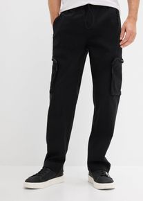 bonprix Regular Fit Cargohose Straight, schwarz, Gr.60, Diese Cargohose aus superelastischem Bengalin kombiniert h&ouml;chsten Tragekomfort mit modernem, sportivem Stil, aus Bengalin