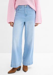 bonprix Wide-Leg-Jeans High Waist Baumwolle, blau, Gr.48, Wide-Leg-Jeans High Waist, mit verstellbarer Bundl&ouml;sung, aus 100% Baumwolle