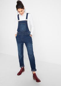 bonprix Jeans-Latzhose im Boyfriend Fit, blau, Gr.56, Weiter geschnittene Jeans-Latzhose mit Elasthananteil, 76% Baumwolle