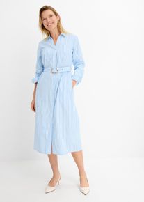bonprix Hemdblusenkleid aus reiner Baumwolle, blau, Gr.38, stillvolles Hemdblusenkleid mit Streifen, 100% Baumwolle (organic)