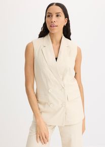 bonprix Leinen-Blazer ohne Arm, beige, Gr.38, &Auml;rmelloser und zeitloser Blazer
