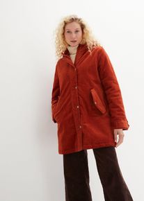 bonprix Warmer Cord-Parka mit Teddy-Futter in der Kapuze in A-Linie, braun, Gr.52, Modischer Parka aus Cord mit kuscheligem Teddy-Futter in der Kapuze in kaschierender L&auml;nge., aus Cord