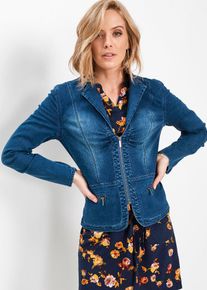 bonprix Jacke, blau, Gr.42, L&auml;ssige Jeansjacke mit Rei&szlig;verschluss, 82% Baumwolle (organic)