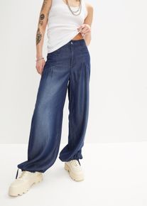 bonprix Wide-Leg-Hose aus flie&szlig;endem Lyocell, blau, Gr.42, Wide-Leg Hose aus Lyocell mit Schn&uuml;rung am Saum