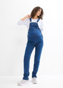 bonprix Umstandslatzhose mit verstellbarer Bauchweite Straight Leg, blau, Gr.44, Bequeme Latzhose f&uuml;r die Schwangerschaft und danach mit geradem Bein, 76% Baumwolle