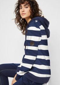 bonprix Kapuzensweatshirt aus Bio-Baumwolle, blau, Gr.52/54 (XXL), l&auml;ssiges Kapuzensweatshirt, gestreift, aus 100% Baumwolle