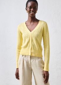 bonprix Ajour-Strickjacke mit Seidenanteil, gelb, Gr.36/38 (S), trendige Premium Strickjacke mit hochwertigen Seiden-Mix, 70% Baumwolle