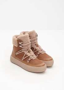 bonprix Gef&uuml;tterte Schn&uuml;rboots, braun, Gr.38, L&auml;ssiger Schn&uuml;r Boot mit Warmfutter