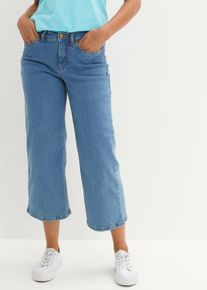 bonprix Wide Leg Jeans Mid Waist cropped, blau, Gr.38, Weit geschnittene Jeans mit schwerem Denim-Stoff, 98% Baumwolle (organic)