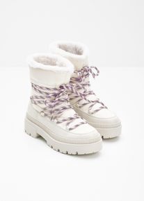 bonprix Gef&uuml;tterte Schn&uuml;rboots, wei&szlig;, Gr.37, Winterlicher Schn&uuml;r Boot mit bunten Schn&uuml;rsenkeln