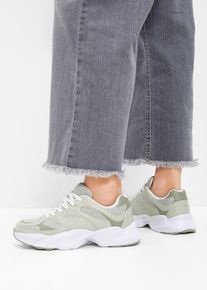 bonprix Chunky Sneaker mit leichter Sohle, gr&uuml;n, Gr.38, L&auml;ssiger Chunky Sneaker mit Materialmix, aus Vegan