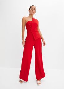 bonprix Overall aus strukturiertem Crepe, rot, Gr.44/46 (L), Modern und sexy: One-Shoulder-Jumpsuit mit asymmetrischem Sch&ouml;&szlig;chen-Detail