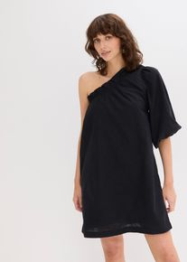 bonprix One-Shoulder-Kleid aus Baumwolle, schwarz, Gr.38, in Mini-L&auml;nge, 100% Baumwolle