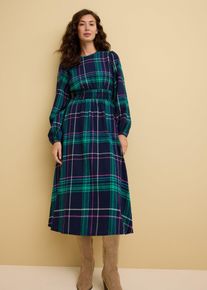 bonprix Flanellkleid aus reiner Baumwolle, blau, Gr.54, Modisch gesmocktes Flanellkleid mit seitlichen Taschen, aus 100% Baumwolle