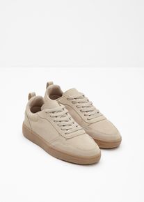 bonprix Sneaker aus Veloursleder, beige, Gr.38, Sportlicher Sneaker aus Veloursleder, aus Veloursleder