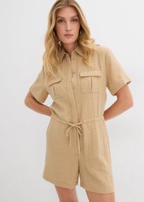 bonprix Overall aus feinem Viskose-Mix, beige, Gr.48, L&auml;ssiger Utility Overall mit aufgesetzten Taschen, aus Viskose