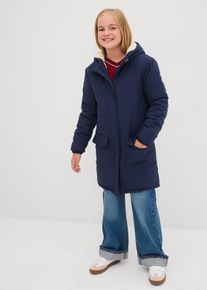 bonprix Winterparka mit Teddyfutter wasserabweisend, blau, Gr.128/134, Sch&ouml;ner Wintermantel f&uuml;r M&auml;dchen mit warmen Teddyfutter und aufgesetzten Taschen