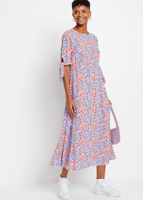 bonprix Midikleid aus reiner Viskose, lila, Gr.48, Midikleid mit Schleifen-Detail am &Auml;rmel