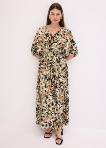 bonprix Maxikleid aus flie&szlig;ender Viskose mit Pailletten, beige, Gr.38, modisch bedrucktes Maxikleid aus flie&szlig;ender Viskose mit dekorativer Pailletten-Applikation vorne am V-Ausschnitt, aus Viskose