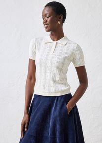 bonprix Ajour-Pullover mit Seidenanteil, wei&szlig;, Gr.44/46 (L), trendiger Ajour-Pullover mit hochwertiger Seiden-Mix, 70% Baumwolle