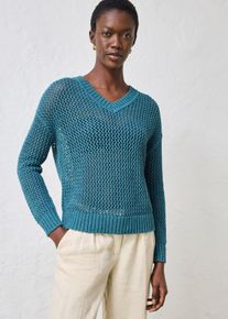 bonprix Ajour-Pullover aus leichtem Leinen-Mix, petrol, Gr.40/42 (M), Pullover in sch&ouml;nem Ajour und leichtem Leinen-Mix, aus Leinen