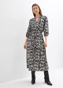 bonprix Jerseykleid aus Viskose-Mix, schwarz, Gr.44/46 (L), Modernes Kleid mit Bindeg&uuml;rtel