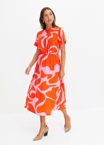 bonprix Midikleid, orange, Gr.44, modisches Midikleid mit graphischem Print und ausgestelltem Rock