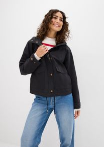 bonprix &Uuml;bergangsjacke mit Kapuze, schwarz, Gr.48, l&auml;ssige &Uuml;bergangsjacke mit Kapuze, 65% Baumwolle
