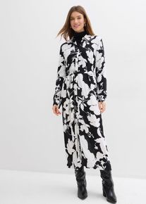 bonprix Blusenkleid aus flie&szlig;ender Viskose, schwarz, Gr.40, modisch bedrucktes Blusenkleid aus flie&szlig;ender Viskose mit Bindeband in der Taille, aus Viskose