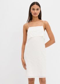 bonprix Minikleid mit sch&ouml;ner Paillettenstickung, wei&szlig;, Gr.52, Minikleid mit Spaghettitr&auml;gern mit Paillettenstickung