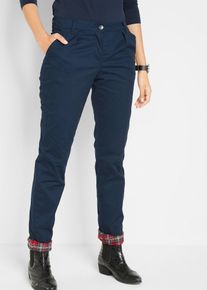 bonprix Thermo-Chinohose, blau, Gr.50, Thermo-Chinohose mit kariertem Innenfutter, 98% Baumwolle