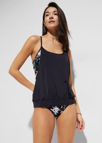 bonprix Oversize-Tankini (2-tlg. Set) im Lagenlook, schwarz, Gr.48, Stylisher Tankini mit tollem Druck