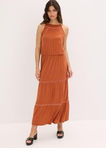 bonprix Maxikleid mit Crochet-Eins&auml;tzen, braun, Gr.48/50 (XL), Perfekt f&uuml;r den Sommer!, aus Viskose