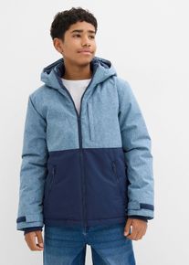 bonprix wattierte Winterjacke im Colourblocking mit Kapuze, blau, Gr.164/170, Angesagte Winterjacke f&uuml;r Jungen im Materialmix und mit Kapuze