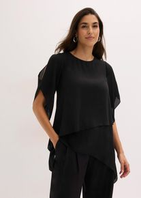 bonprix Zipfelbluse im Lagen-Look, schwarz, Gr.46, Modern und kaschierende Bluse im Lagen-Look mit einem asymmetrischem Zipfelsaum